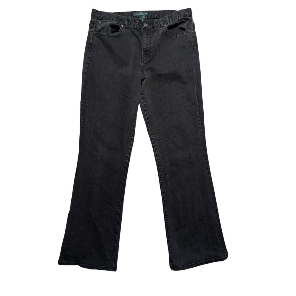 Lauren Jeans Co Ralph Lauren Women's Black Stretch Denim Bootcut Jeans Size 14